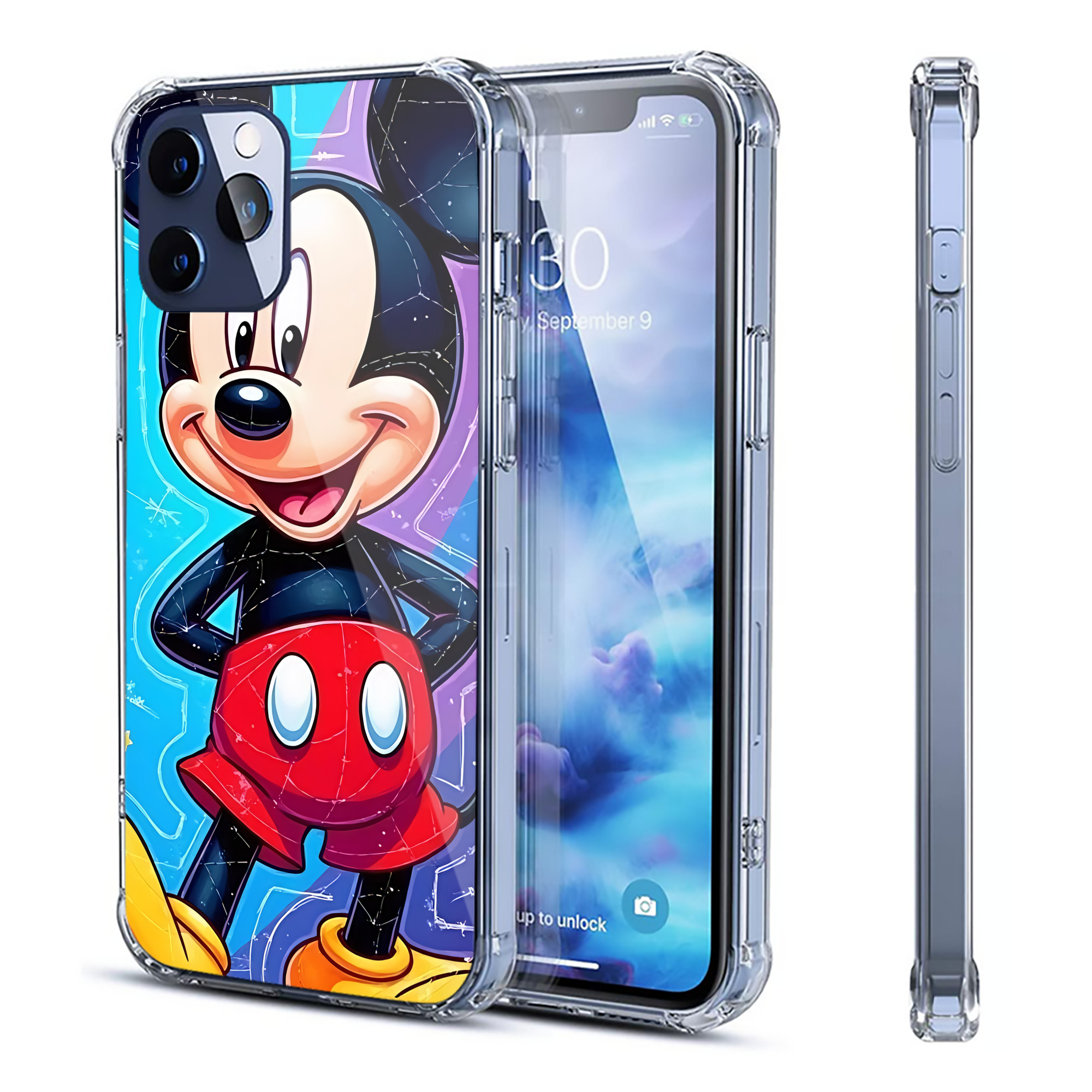 （画像用） ミッキーマウス Mickey Mouse 【iPhone 12シリーズ対応】透明スマホケース（クリアソフトケース）